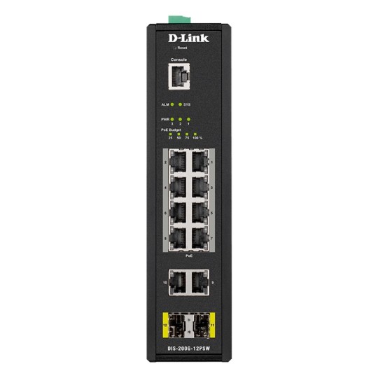 12 Bağlantı Noktalı Gigabit Akıllı Yönetilen Endüstriyel PoE Switch-Geniş Sıcaklık-240W PoE Bütçesi